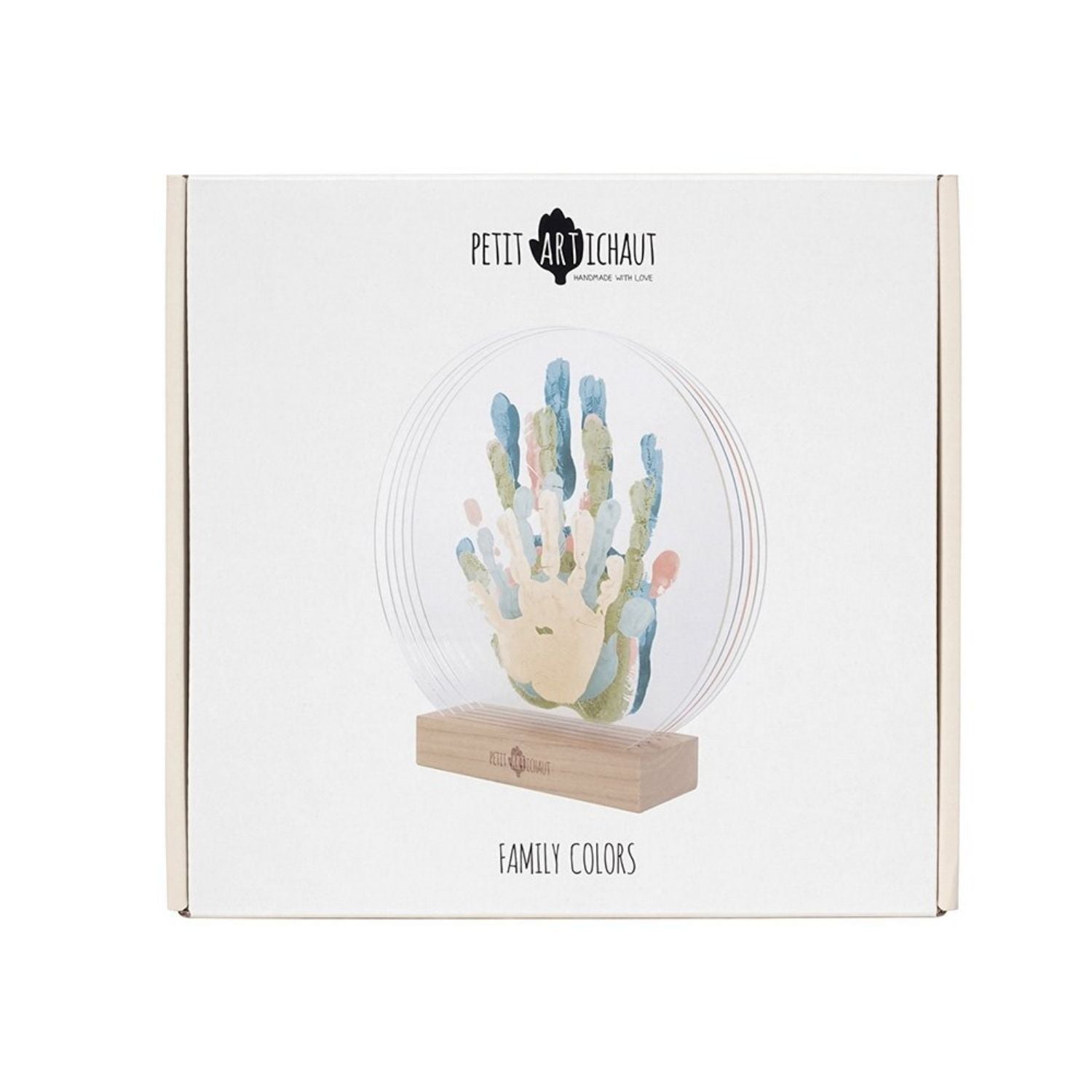 Reserva el Marco de Huellas de Familia de Petit Artichaut en Mano de Santa. Incluye paneles de plexiglás y pinturas para crear una obra única. Envío a partir del 2 de marzo.