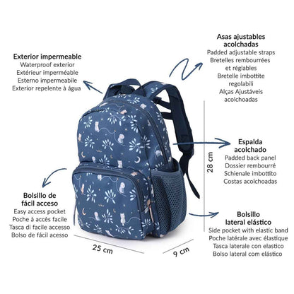 Magical Forest Personalizable de tutete es perfecta para esos pequeños aventureros en su regreso a clases!&nbsp; esta mochila es un must-have para llevar a la escuela.&nbsp;

¿Por qué son ideales para tu peque? El tamaño pequeño es perfecto para llevar una muda y puede ser personalizado con su nombre. Además, cuenta con un bolsillo frontal para llevar cómodamente su juguete favorito. y uno lateral para poder llevar su botella de agua ¡Ideal para los más pequeños de la familia