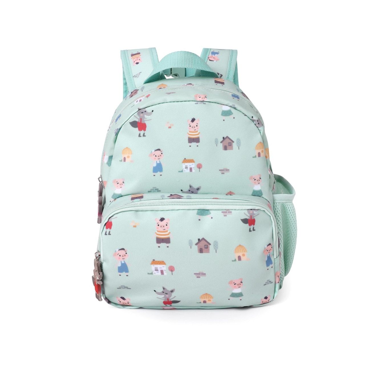  Mochila Infantil Tres cerditos de Tutete. Esta mochila infantil personalizable tiene el tamaño perfecto para niños de 12 meses a 5 años, ideal para llevar una muda, snacks y su juguete favorito. Su diseño impermeable protege todas sus pertenencias en los días de lluvia