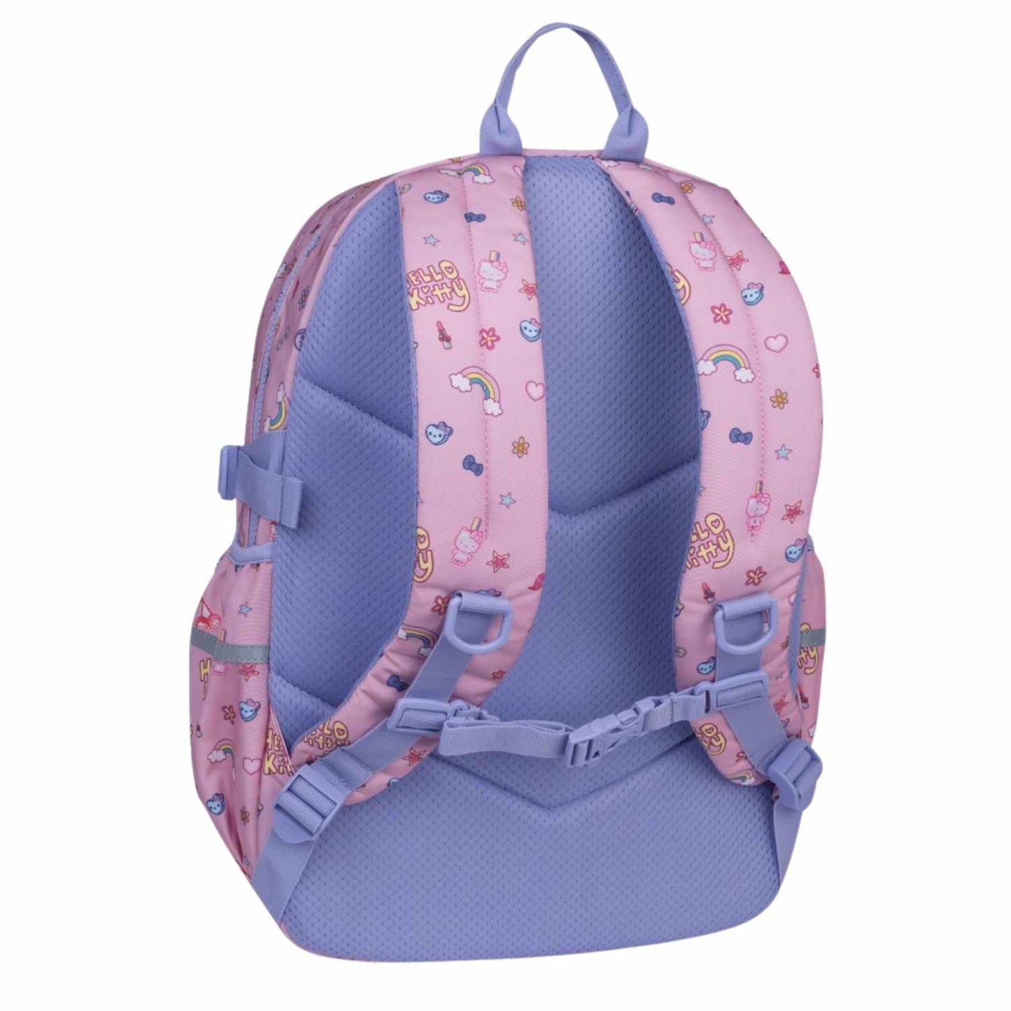 mochila escolar Hello Kitty de CoolPack! La combinación perfecta entre un diseño cute y una funcionalidad total para el colegio o el instituto. Pensada para garantizar la máxima comodidad diaria, incorpora espalda reforzada, tirantes acolchados y correa pectoral ajustable que reparte la carga a la perfección. Cuenta con un compartimento especial para dispositivos electrónicos, bolsillos frontales para el estuche y la merienda, y bolsillo lateral de red para la botella de agua.