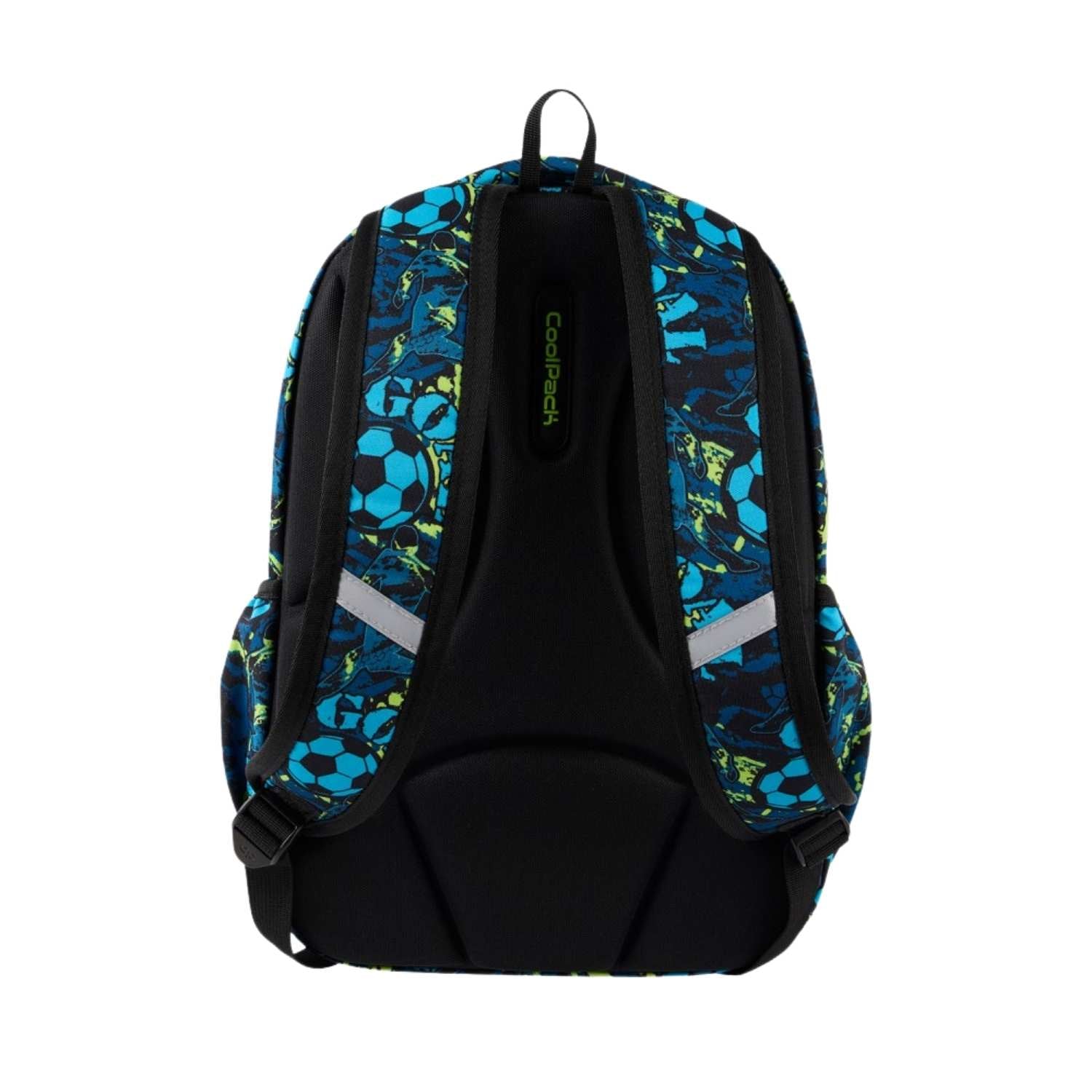  mochila escolar PRIME Kick Off de CoolPack! Una mochila de talla media ultraligera, fabricada con respaldo ergonómico de goma EVA y tirantes acolchados que garantizan un reparto óptimo del peso. Su diseño alegre y colorido cuenta con fondo reforzado, dos compartimentos espaciosos aptos para formato A4, bolsillo frontal con llavero de clic y bolsillos laterales con goma para la botella de agua. 