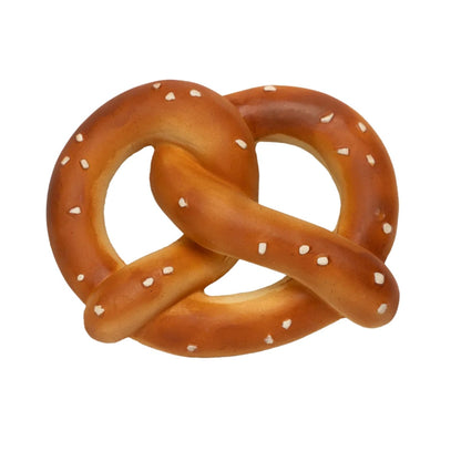 Consigue el mordedor de caucho natural Pepe le Pretzel en www.manodesantaoficial.es. Juguete de dentición ecológico, seguro y sin agujeros para bebés, ideal para el baño y el estímulo sensorial.