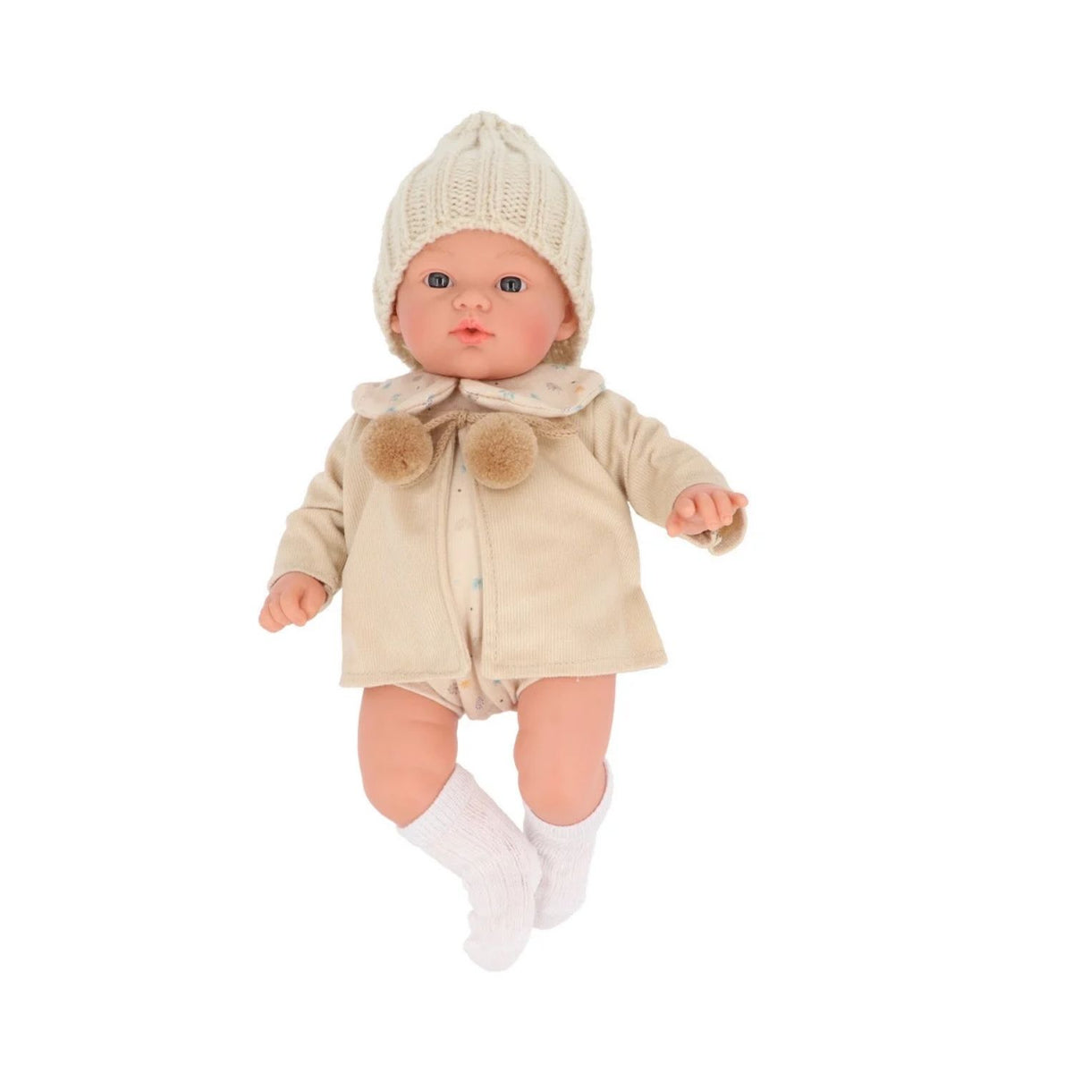 El muñeco Bebé Mateo Autumn de Monnëka es pura dulzura. Su cuerpo blandito y su ropita de algodón suave lo convierten en el compañero ideal para el juego simbólico, estimulando el cuidado, la empatía y la imaginación de los más pequeños.