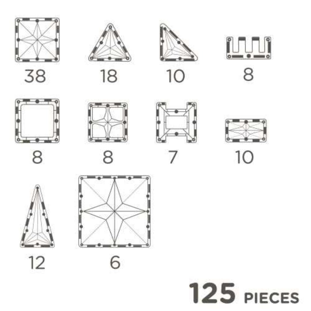 paquete creativo grande de 125 piezas de Cleverclixx.&nbsp;

Con este maravilloso juego de colores pasteles, tu hijo/ se pondrá manos a la obra y conocerá diferentes formas en diferentes colores.

Es un juego perfecto para construir en familia y también para hacer creaciones de construcción más grandes.