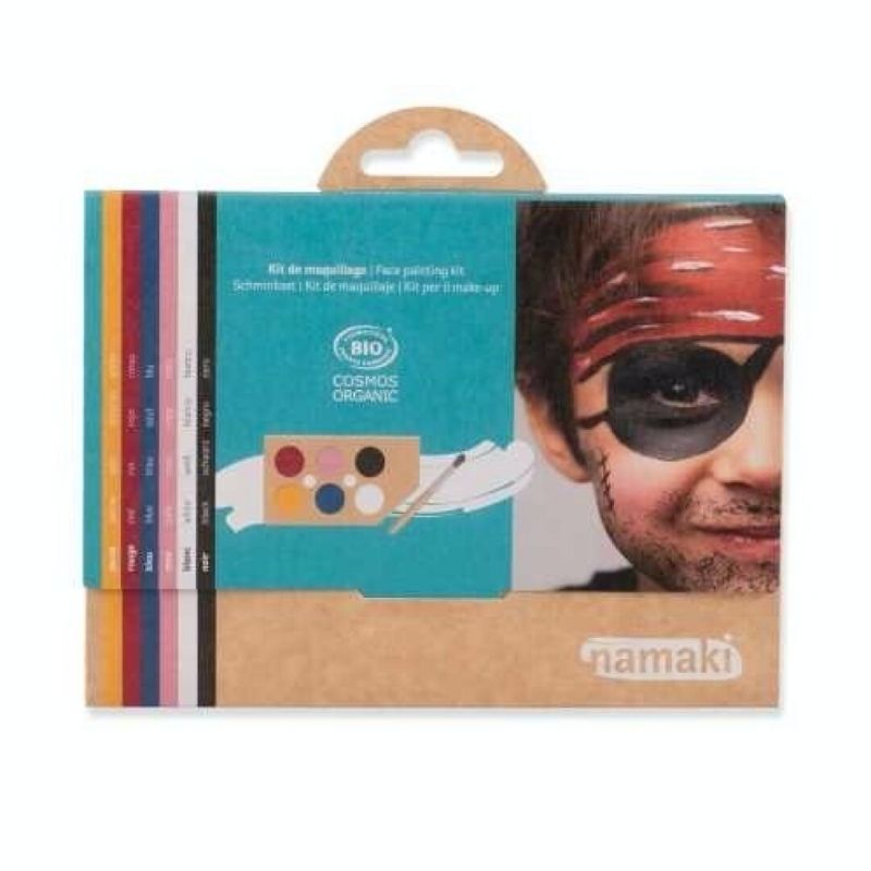 Kit de Maquillaje Orgánico Rainbow de NAMAKI! Diseñado para transformar cada juego en una aventura mágica, este set incluye 6 colores vibrantes (rojo, amarillo, negro, blanco, rosa y azul) y un pincel cosmético para crear infinitos diseños.