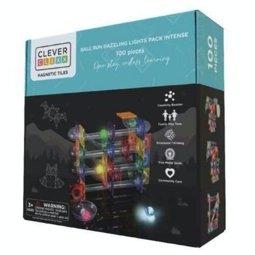 Pista de Bolas Tobogán Colores Vivos y bolas luminosas de Cleverclixx. Con 100 piezas vibrantes y emocionantes