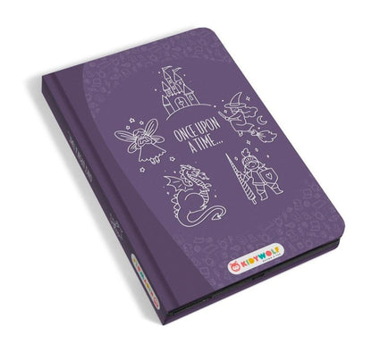 cuaderno interior  Kidydraw MINI FANTASÍA, érase una vez, de Kidywolf, un cuaderno de dibujo con pantalla LCD que contiene 30 ilustraciones transferibles y por su puesto la opción de crear libre sus propios dibujos.