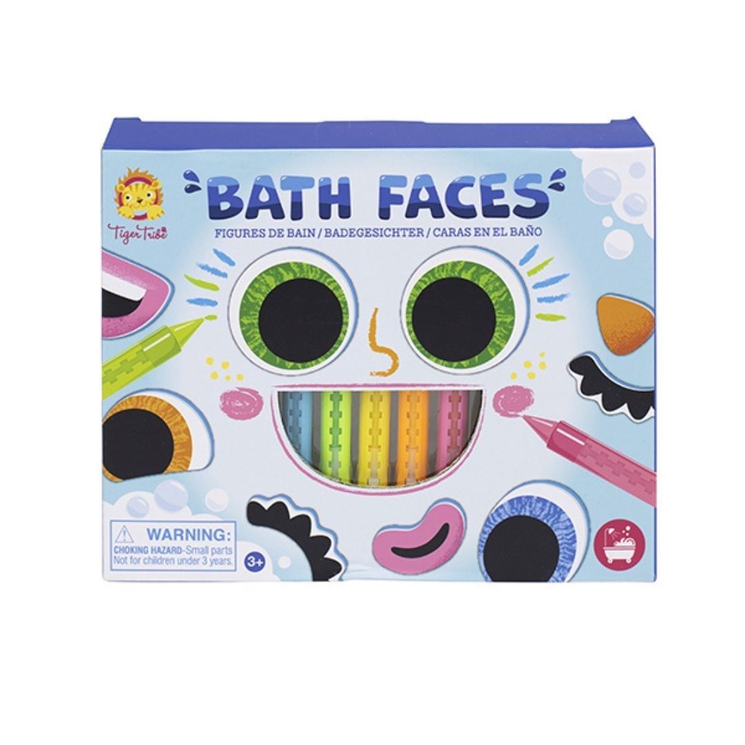 Pinturas para la bañera y caras de espuma Bath faces, los pequeños artistas pueden crear en la bañera! Las piezas de espuma se adhieren al baño o azulejos, y con las cinco pinturas incluidas, podrán crear divertidas caras. Incluye 14 piezas de espuma, 5 pinturas, un paño de limpieza y bolsa de almacenamiento caja