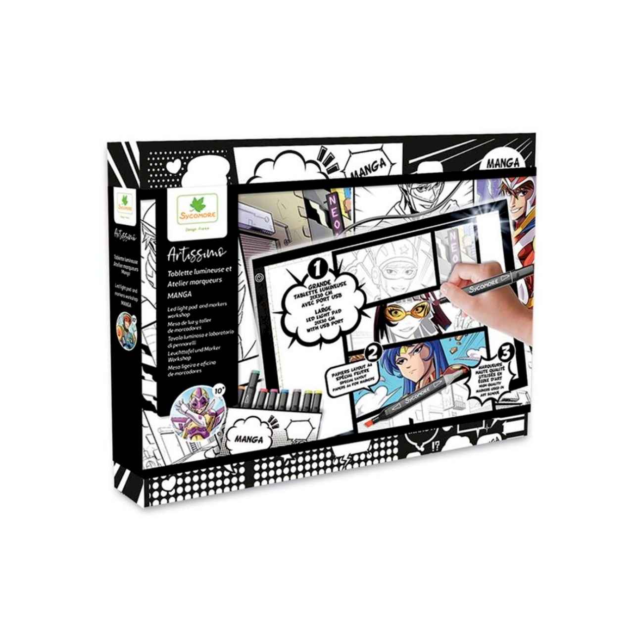 Pizarra de Luz LED y Marcadores Manga XXL – Djeco ✨
Edad recomendada: A partir de 10 años
Dimensiones: 36 x 26 x 5 cm
Incluye:
✔ 1 tableta luminosa formato A4 con brillo ajustable
✔ 12 hojas de diseño impresas
✔ 20 hojas de diseño en blanco
✔ 10 marcadores de alcohol de doble punta