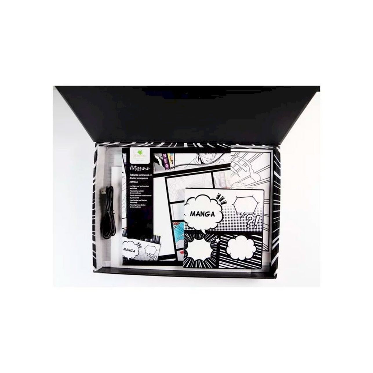 Pizarra de Luz LED y Marcadores Manga XXL – Djeco ✨
Edad recomendada: A partir de 10 años
Dimensiones: 36 x 26 x 5 cm
Incluye:
✔ 1 tableta luminosa formato A4 con brillo ajustable
✔ 12 hojas de diseño impresas
✔ 20 hojas de diseño en blanco
✔ 10 marcadores de alcohol de doble punta