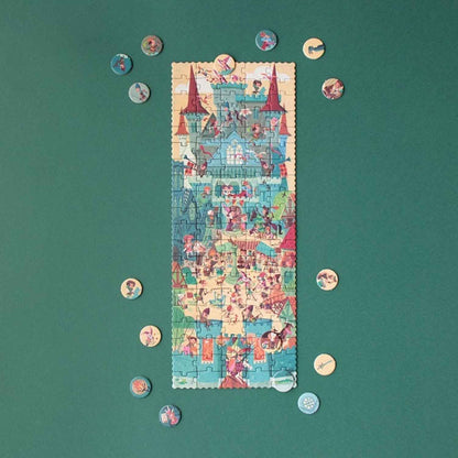 Meta description: Compra Pocket Puzzle - CASTLE: puzle medieval de 100 piezas con juego de observación y 16 fichas de búsqueda. Juguete educativo fabricado con materiales sostenibles.