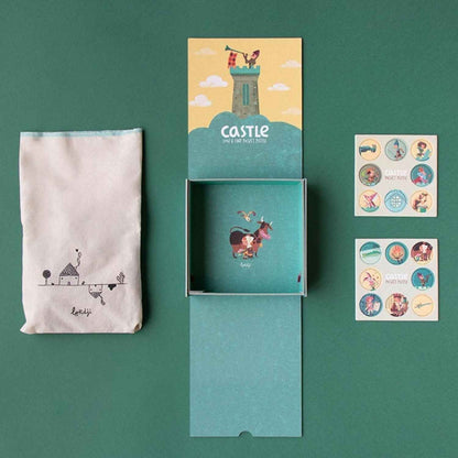 Meta description: Compra Pocket Puzzle - CASTLE: puzle medieval de 100 piezas con juego de observación y 16 fichas de búsqueda. Juguete educativo fabricado con materiales sostenibles.