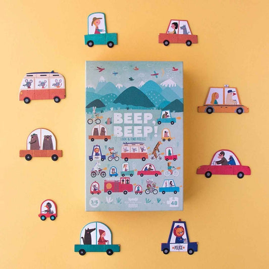 Compra Puzzle - BEEP, BEEP!: puzle gigante de 48 piezas y juego de observación de conductores desde 3 años. Ilustrado por Txell Darné y hecho en Barcelona.