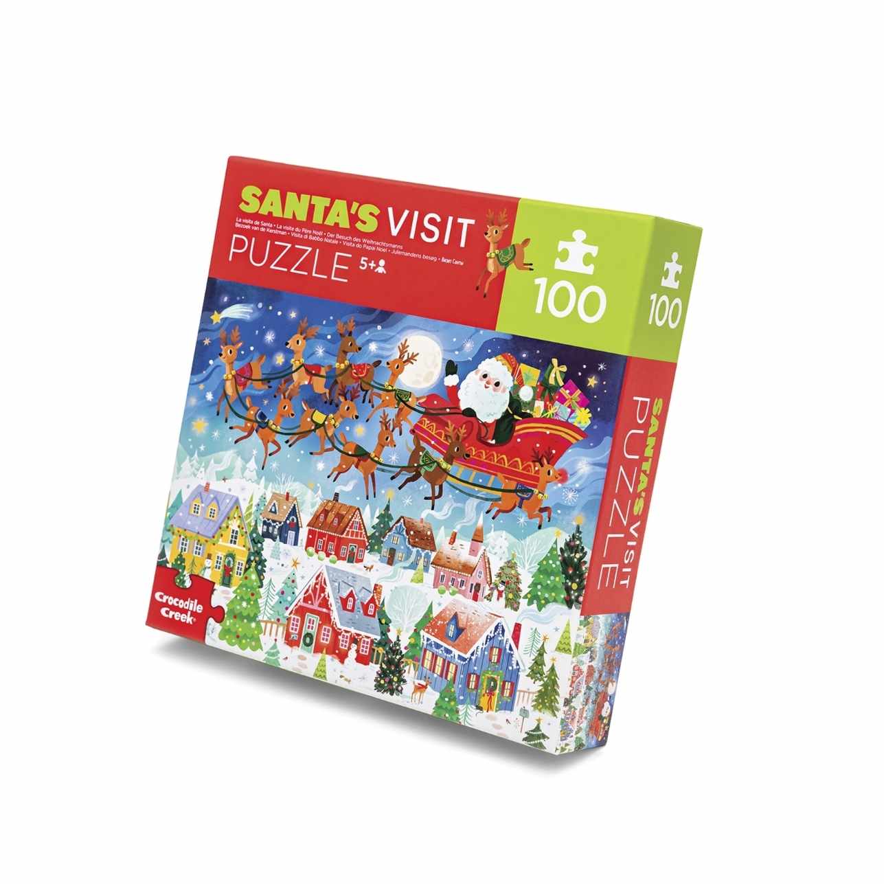  Puzzle Navidad 100 piezas – Crocodile Creek

Edad recomendada: A partir de 5 años (bajo supervisión de un adulto)
Dimensiones del puzzle montado: 30 x 43 cm
Piezas: 100 (forma clásica)
Materiales sostenibles:
✔ Hecho con papel reciclado 100% post-consumo
✔ Tintas a base de soja
✔ Recubrimiento al agua 