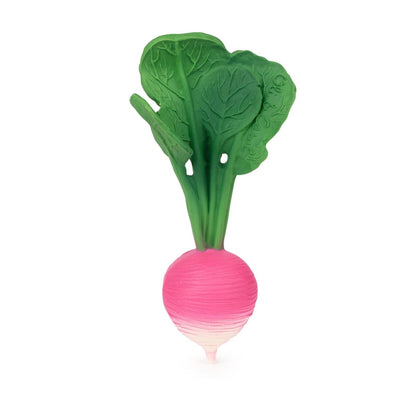 El&nbsp;Mordedor Ramona the Radish es el mejor aliado para la dentición de tu bebé. Combina diversión, alivio y sostenibilidad. ¡El favorito para el juego sensorial y la hora del baño!

100% Ecológico: Hecho con Caucho Natural (árboles Hevea). Libre de BPA, PVC y Ftalatos.

Alivio Inmediato: Su textura flexible y suave calma las encías inflamadas.

Higiene Máxima: Fabricado sin agujeros para evitar el moho y las bacterias (perfecto para el baño).