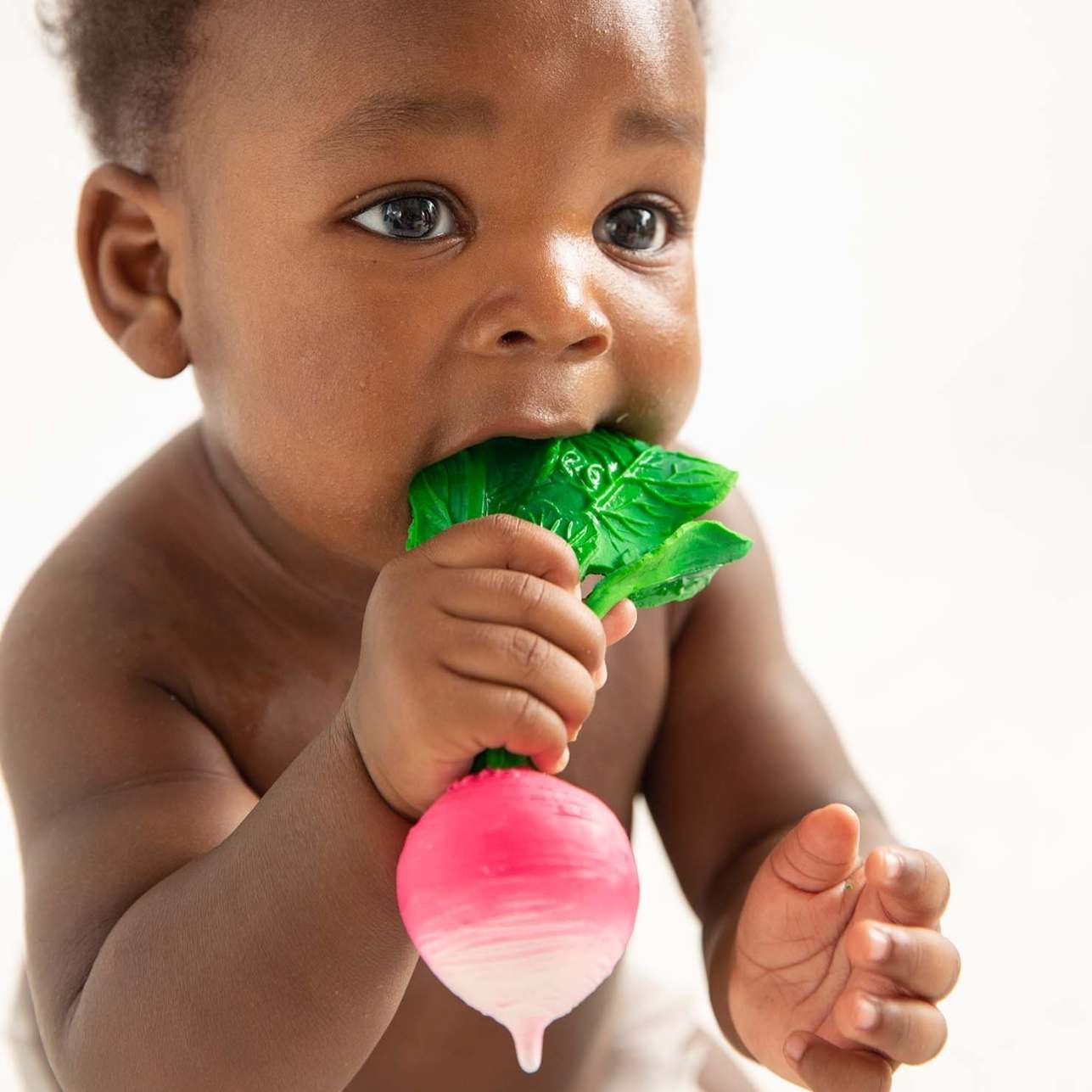 El&nbsp;Mordedor Ramona the Radish es el mejor aliado para la dentición de tu bebé. Combina diversión, alivio y sostenibilidad. ¡El favorito para el juego sensorial y la hora del baño!

100% Ecológico: Hecho con Caucho Natural (árboles Hevea). Libre de BPA, PVC y Ftalatos.

Alivio Inmediato: Su textura flexible y suave calma las encías inflamadas.

Higiene Máxima: Fabricado sin agujeros para evitar el moho y las bacterias (perfecto para el baño).