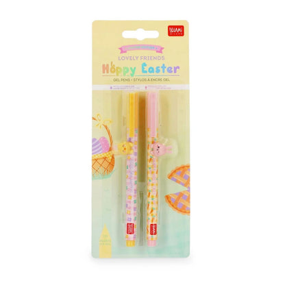 Consigue el Set de 2 Bolígrafos de Gel Hoppy Easter de Legami. Edición limitada de Pascua con punta de 0,5 mm y personajes decorativos. Escritura suave, tierna y recargable.