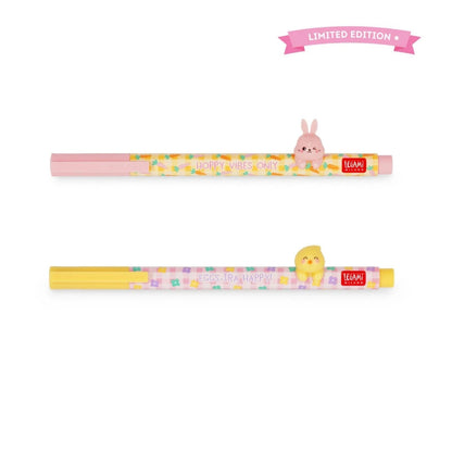Consigue el Set de 2 Bolígrafos de Gel Hoppy Easter de Legami. Edición limitada de Pascua con punta de 0,5 mm y personajes decorativos. Escritura suave, tierna y recargable.