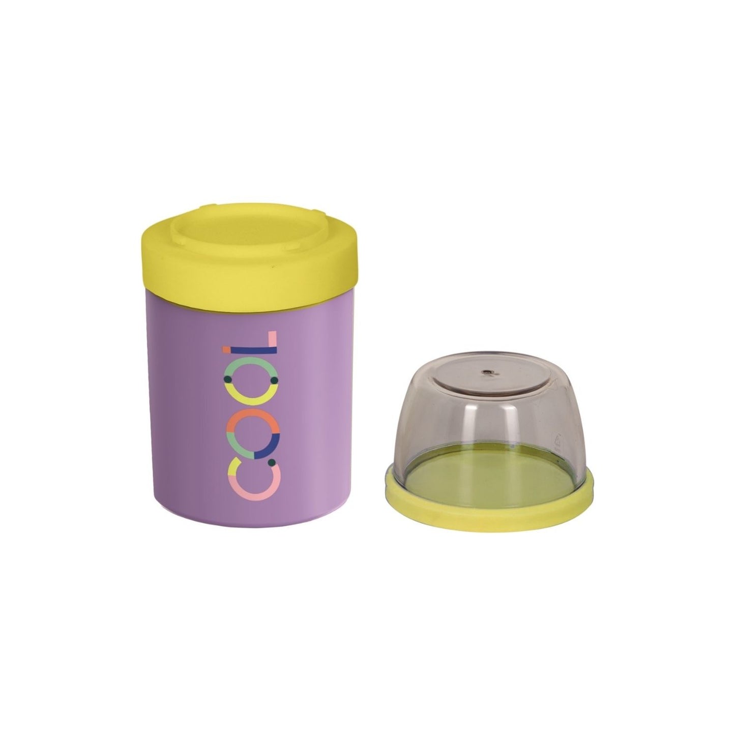 Fiambrera aislada TO GO de Die Spiegelburg. Recipiente de acero inoxidable de 400ml + 170ml para cereales y yogur. Mantiene temperatura 12h calor/6h frío. Diseño lila hermético.