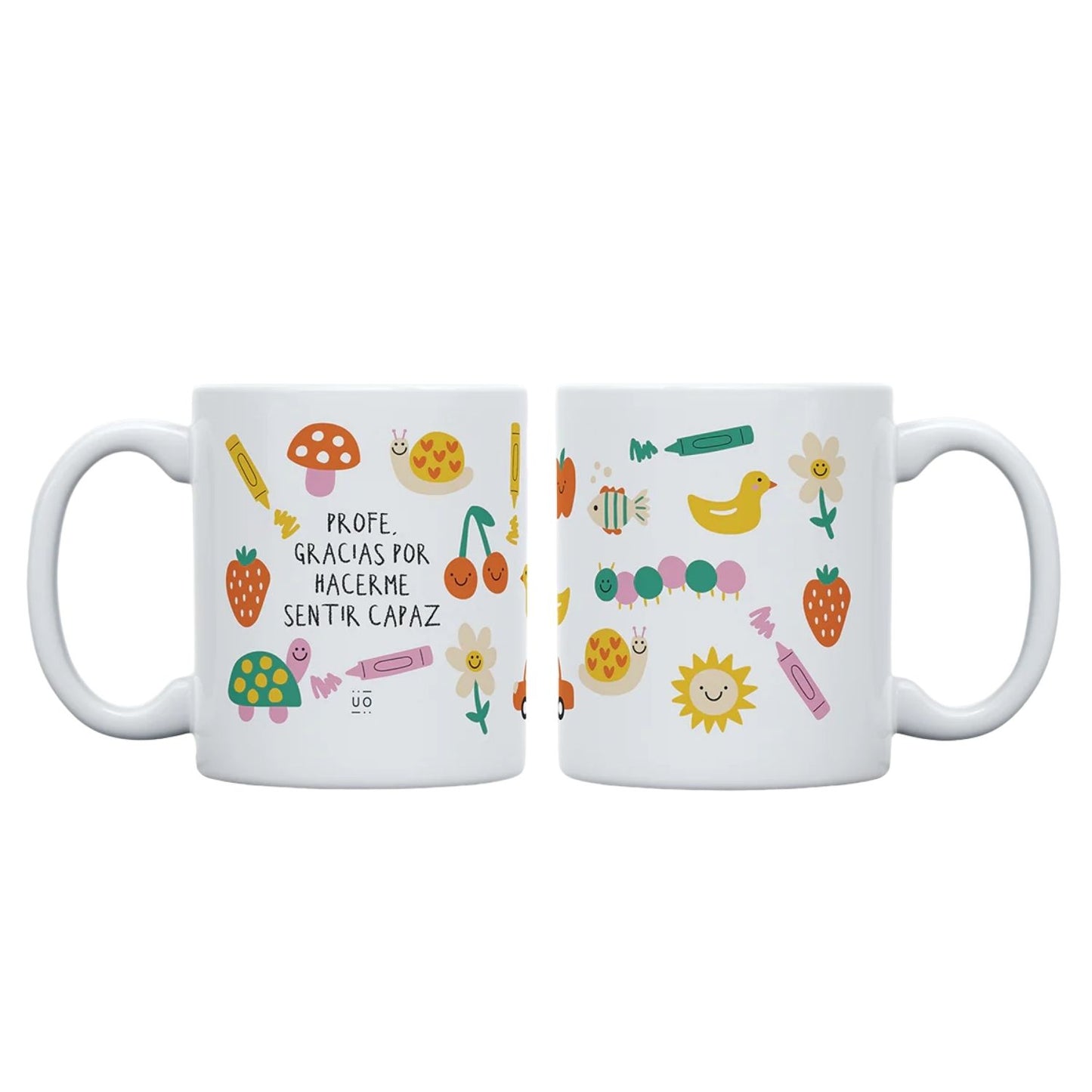 Taza "Profe, gracias por hacerme sentir capaz" de 350 ml. Cerámica resistente apta para microondas y lavavajillas. El regalo más emotivo para profesores en www.manodesantaoficial.es.