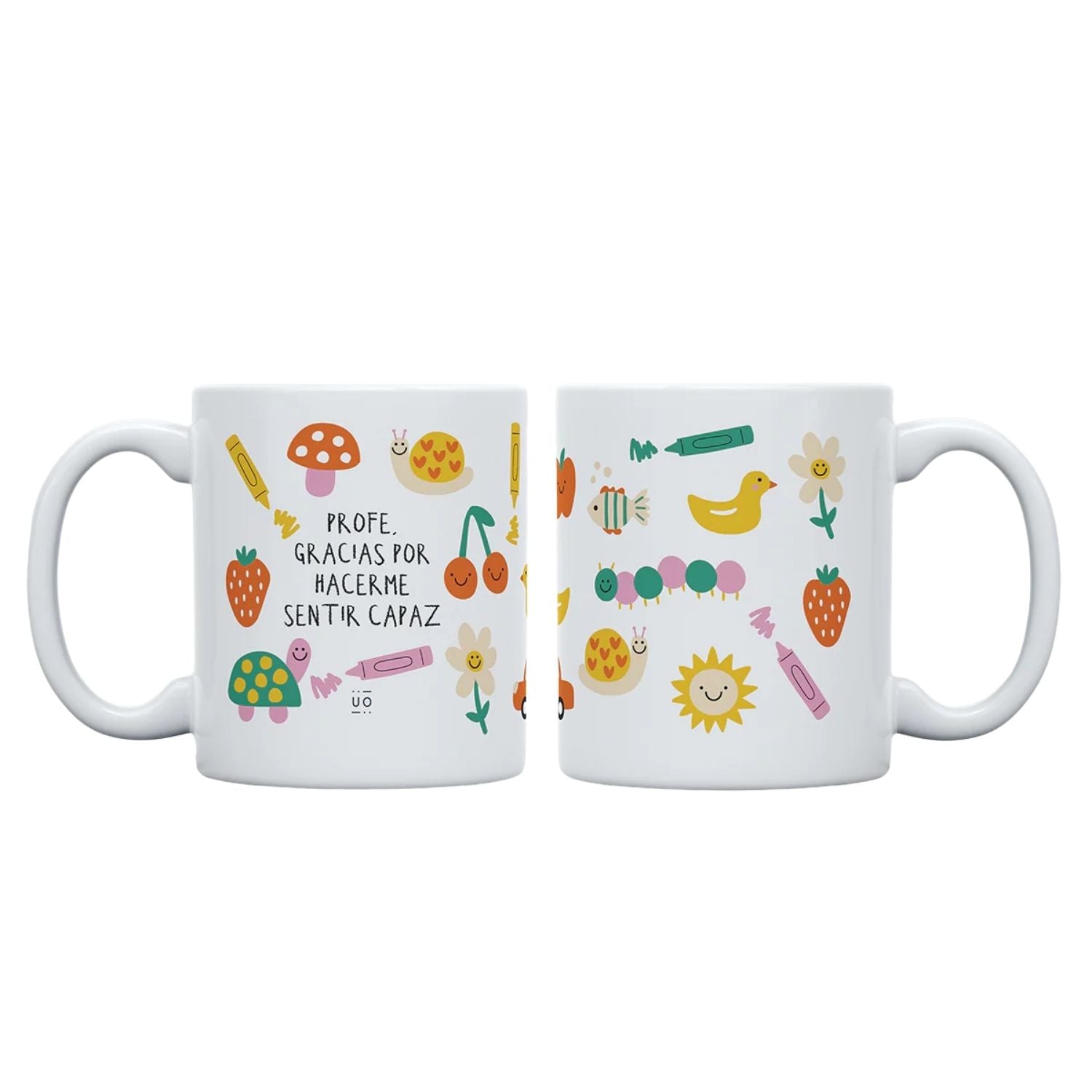 Taza "Profe, gracias por hacerme sentir capaz" de 350 ml. Cerámica resistente apta para microondas y lavavajillas. El regalo más emotivo para profesores en www.manodesantaoficial.es.