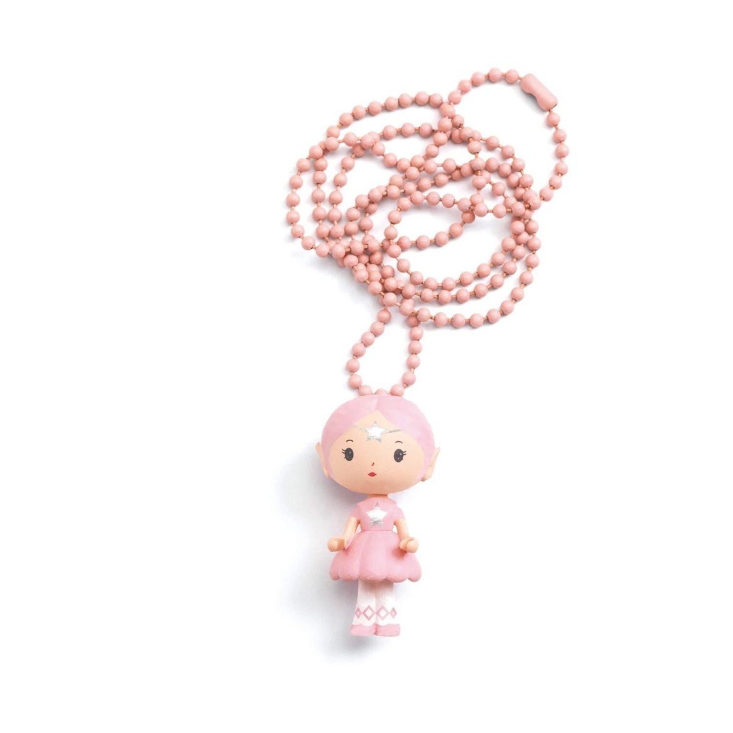Consigue el Colgante Tinyly Elfe, un elegante collar ajustable con la figura de la bailarina Elfe. Diseño exclusivo de Virginie Brachet con cadena rosa de metal. ¡Magia para llevar!

Elegante collar que representa la figurita de Tinyly Elfe, finamente esculpida en una cadena de metal de color rosa. El colgante Tinyly Elfe es el accesorio perfecto para completar el universo de fantasía de los más pequeños. Material de plástico y metal de alta calidad. Medidas del collar: 55 cm con cadena ajustable. Incluye u