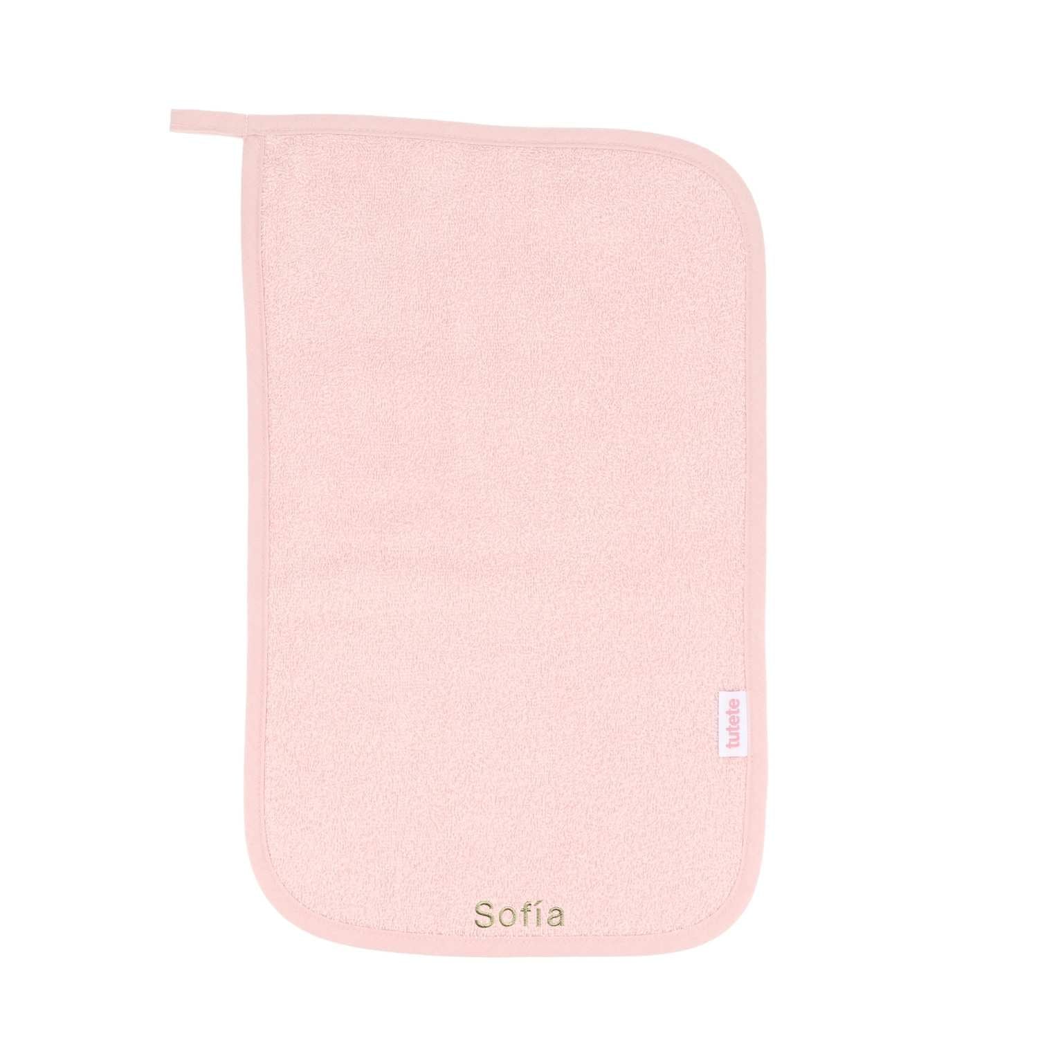 Compra la toalla escolar personalizable Rosa Tutete en Mano de Santa. Toalla escolar de rizo 100% algodón con cinta para colgar y nombre bordado, perfecta para la vuelta al cole.