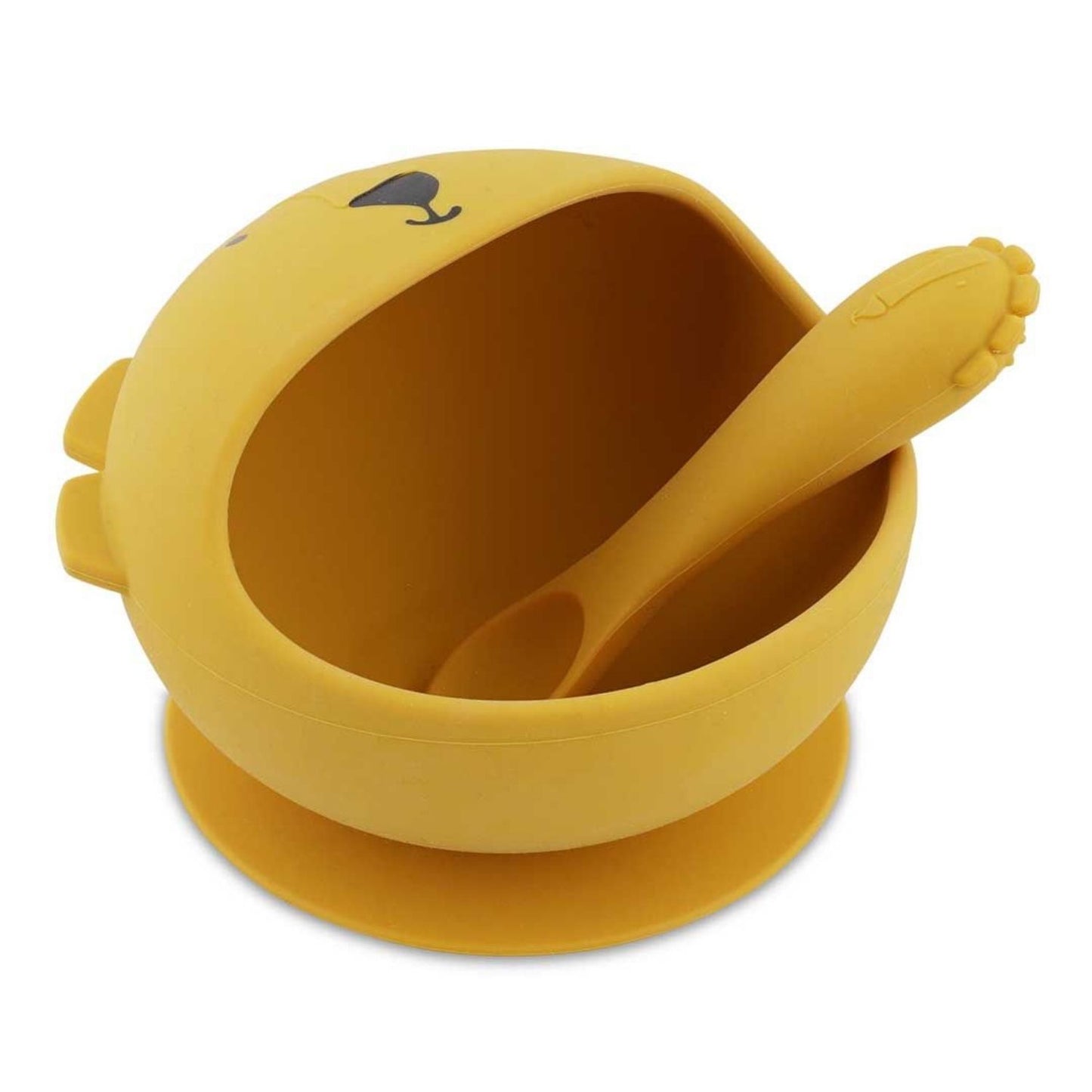 🦁 ¡Haz que comer sea divertido! Set de Bol y Cuchara de León Trixie con ventosa. Silicona segura e irrompible para la alimentación de tu bebé en www.manodesantaoficial.es. ✨