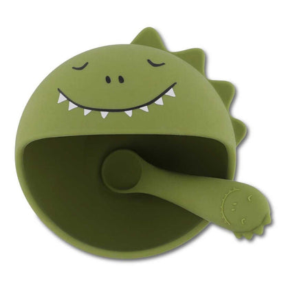 🦖 ¡Primeras comidas con estilo! Set de Bol y Cuchara Dino Trixie con ventosa stick & stay. Silicona segura e irrompible para fomentar la autonomía en www.manodesantaoficial.es. ✨