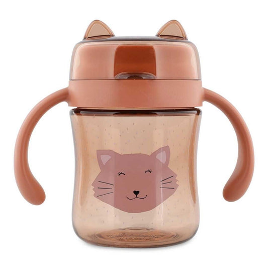 Compra el Vaso Anti-derrame 360 Gato de Trixie. Taza de aprendizaje con asas, fabricada en Tritan™ resistente. Ideal para aprender a beber de forma autónoma sin manchas.