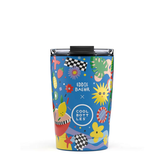 Compra el vaso térmico Cool Bottles The Tumbler Sunshine Fiesta de 330ml. Diseño tropical exclusivo de Eddie Baehr con relieve 3D y tecnología Triple Cool.