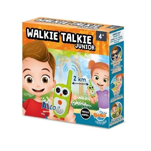  Walkie Talkies Junior de Buki! Diseñados para niños a partir de 4 años, estos encantadores walkie talkies en forma de búho son perfectos para pequeñas expediciones al aire libre. CAJA