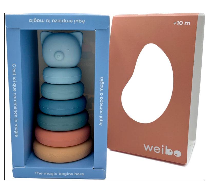 packaging Apiladle oso de silicona  de varios colores en color petróleos  de la marca WEIBO 