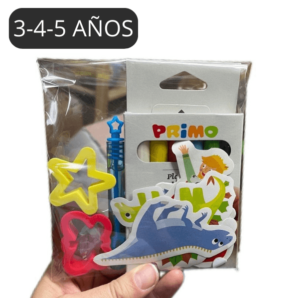 Bolsita cumple Cajita de Plastilina, mini pompero, 2 moldes y 5 Pegatinas reposicionables - manodesantaoficial