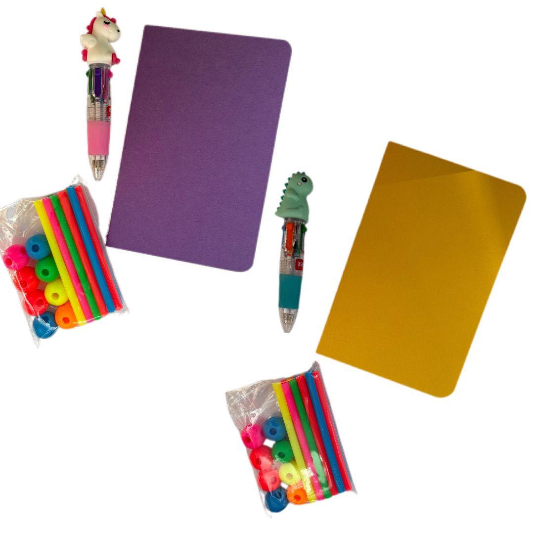 Bolsita cumple Mini bolígrafo multicolor + libreta lisa+bolsita 24 Meli stick neón - manodesantaoficial