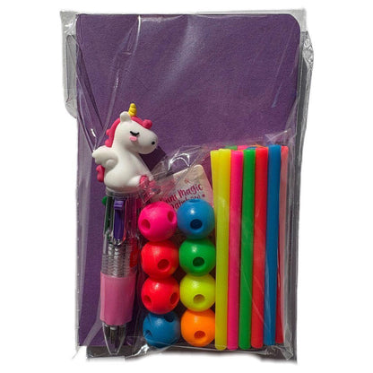 Bolsita cumple Mini bolígrafo multicolor + libreta lisa+bolsita 24 Meli stick neón - manodesantaoficial