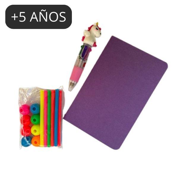 Bolsita cumple Mini bolígrafo multicolor + libreta lisa+bolsita 24 Meli stick neón - manodesantaoficial