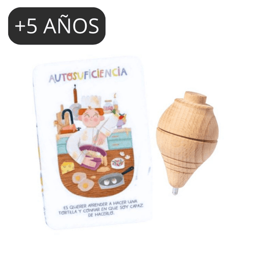 Bolsita de cumple con una Flashcard “Superpoderes” y Peonza de madera - manodesantaoficial