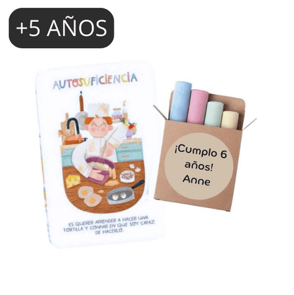 Bolsita de cumple con una Flashcard “Superpoderes” y un set de tizas gruesas de suelo - manodesantaoficial