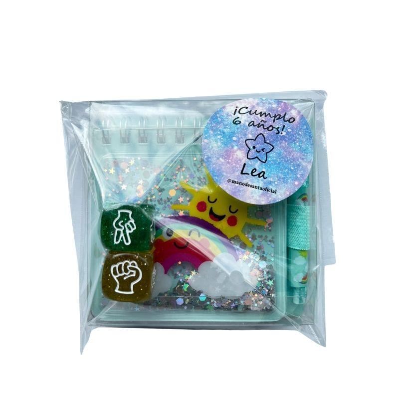 Bolsita de cumple libreta fantasía con mini bolígrafo y Dados Piedra papel o tijera - manodesantaoficial