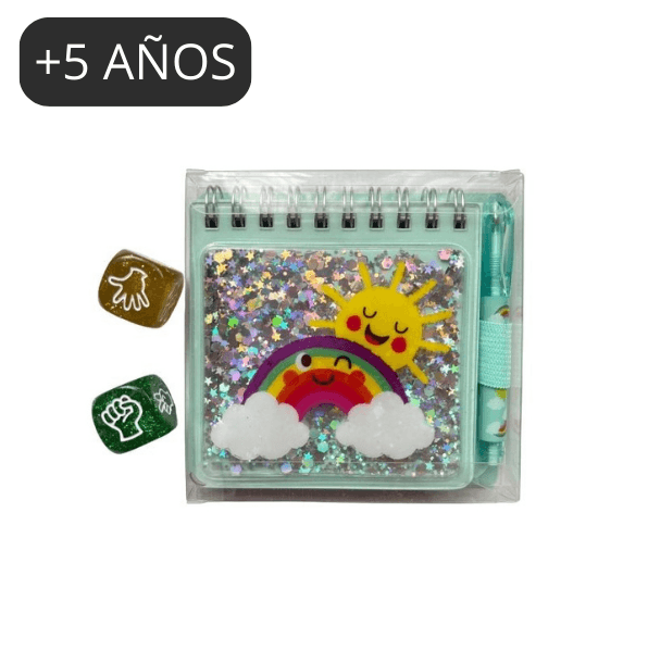 Bolsita de cumple libreta fantasía con mini bolígrafo y Dados Piedra papel o tijera - manodesantaoficial