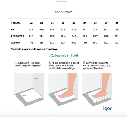 Guia de tallas yogi cuelo marino igor