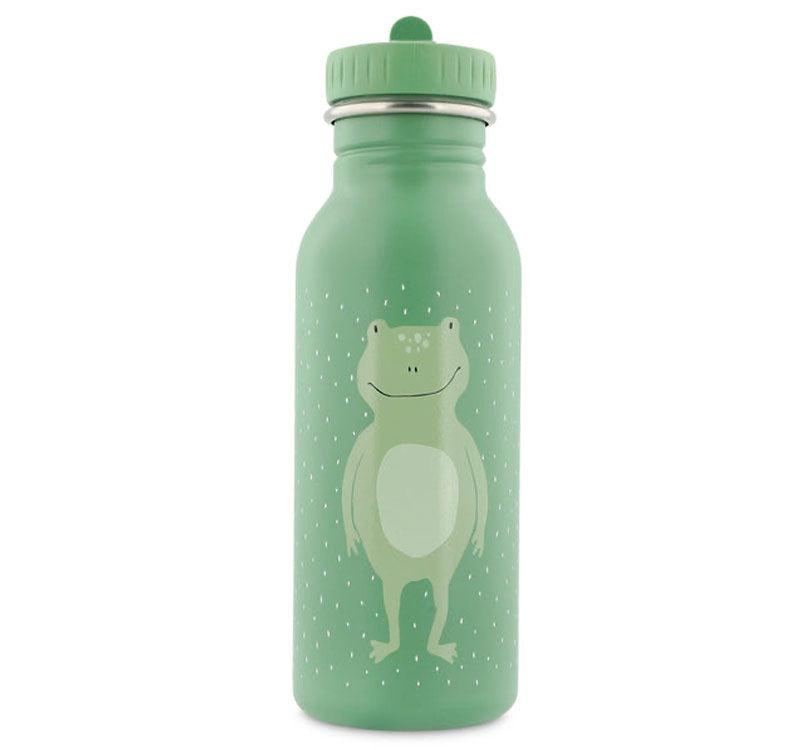 botella infantil de acero inoxidable Rana 500 ml Trixie en color verde suave