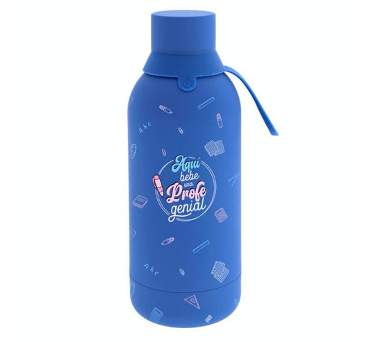 botella isotermica Aquí bebe una profe genial marca lovely story 500 ml colo azulon