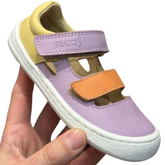 Calzado infantil SANDALIA respetuosA LILA-AMARILLO-NARANJA Flexi nens - manodesantaoficial