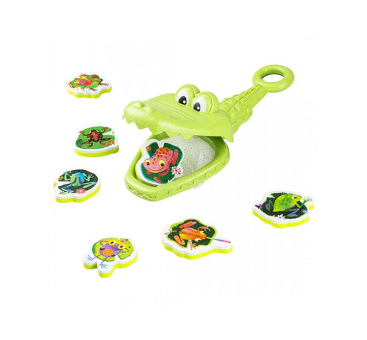 coco drilos Croc Chase atrapa ranas de la marca tiger tirbe en color verde y ranas de colorines en foam