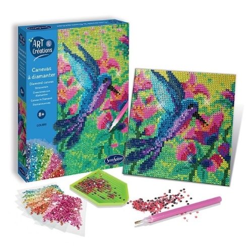 Cuadro mosaico con diamantes Colibrí - manodesantaoficial
