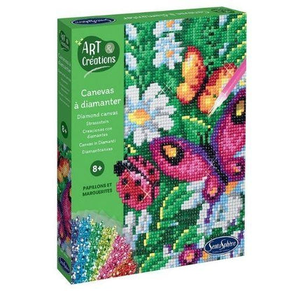 Cuadro mosaico con diamantes Mariquitas y mariposas - manodesantaoficial