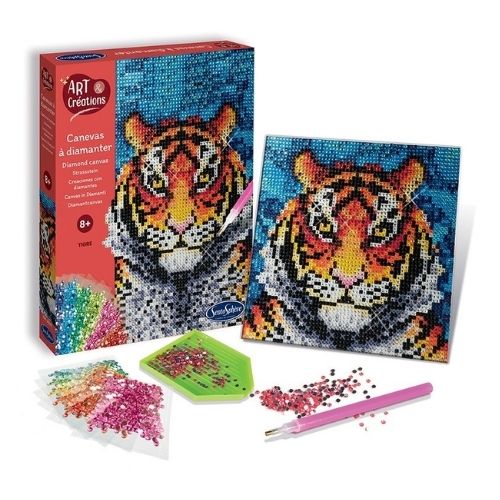 Cuadro mosaico con diamantes Tigre - manodesantaoficial