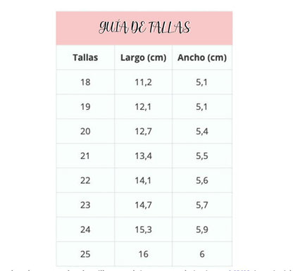 Guia de tallas de los zapatos respetuosos infantiles blanditos by Crios